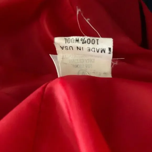 Vintage Doncaster Women’s Red Blazer Jacket 100% Wool Open Front Long Sleeve 12 - Picture 9 of 9